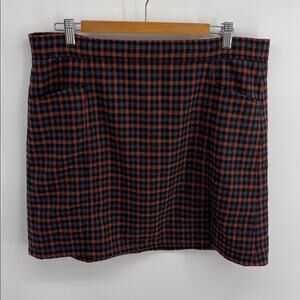 LOFT wool blend plaid fall autumnal plus size mini skirt sz 14